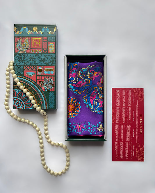 Quà Tặng Cao Cấp Tinh Vân / Khăn Lụa Vuông Phụng Vũ Vân Ca / Tím