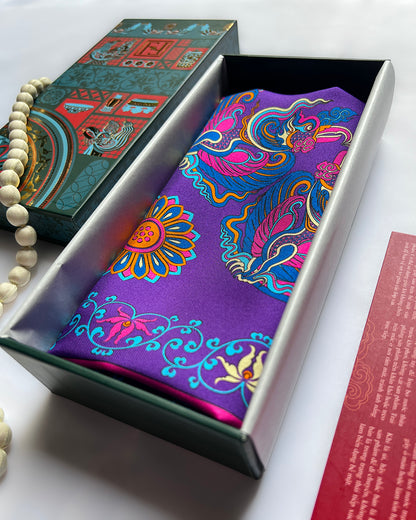 Quà Tặng Cao Cấp Tinh Vân / Khăn Lụa Vuông Phụng Vũ Vân Ca / Tím