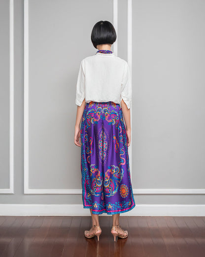 Quần Suông Ống Rộng Lụa 1932 / Hoạ tiết Phụng Vũ Vân Ca Tím