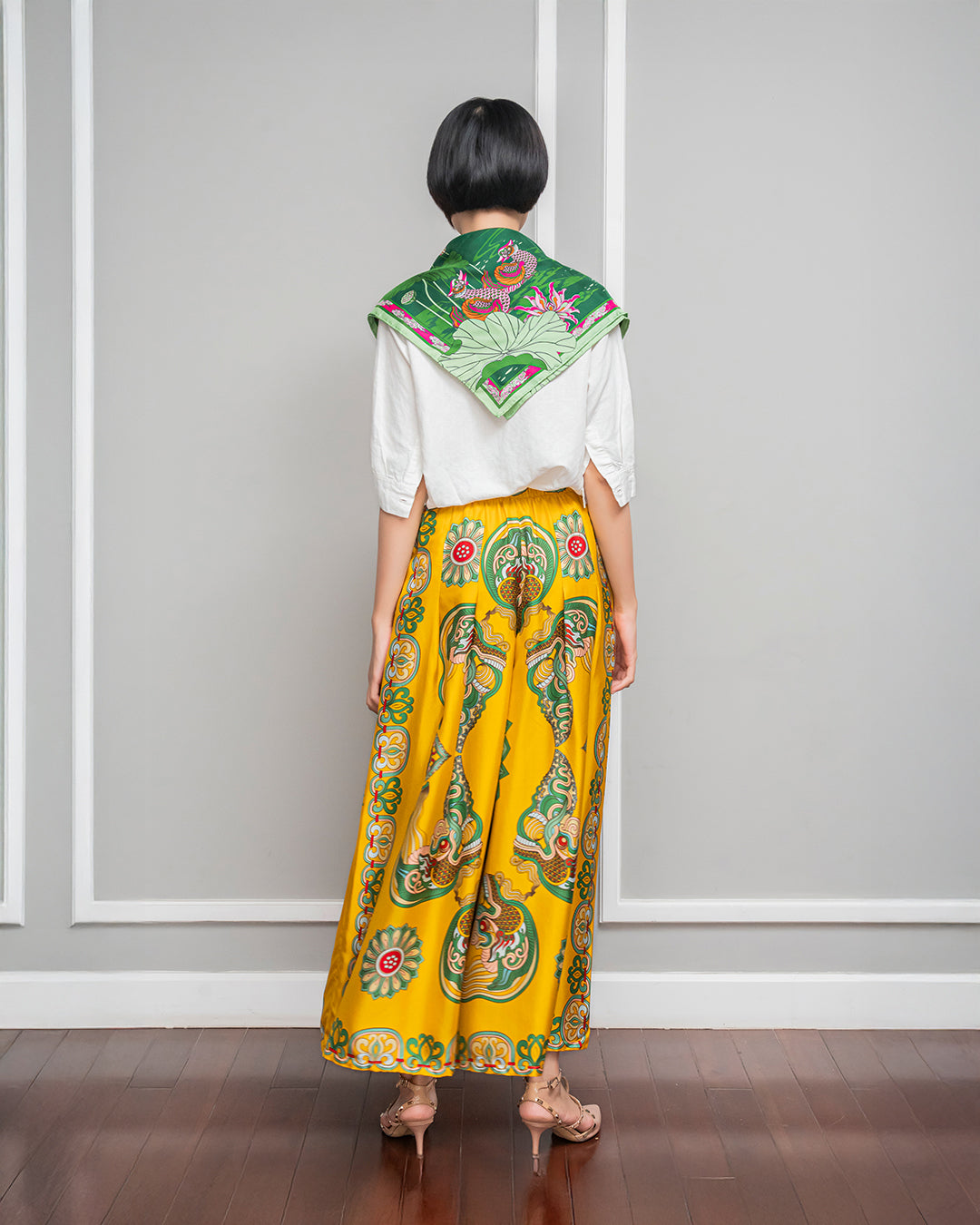 Quần Suông Ống Rộng Lụa 1932 / Hoạ tiết Mây Hoạ Long Ân Vàng