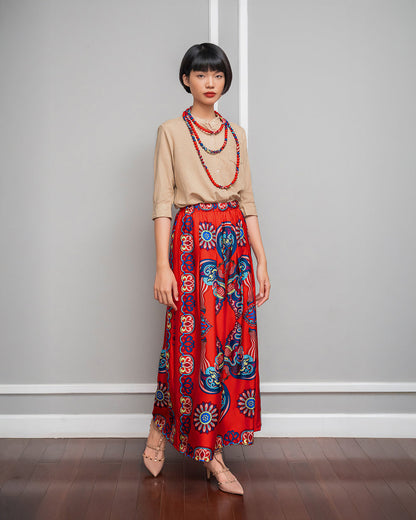 Quần Suông Ống Rộng Lụa 1932 / Hoạ tiết Mây Hoạ Long Ân Đỏ