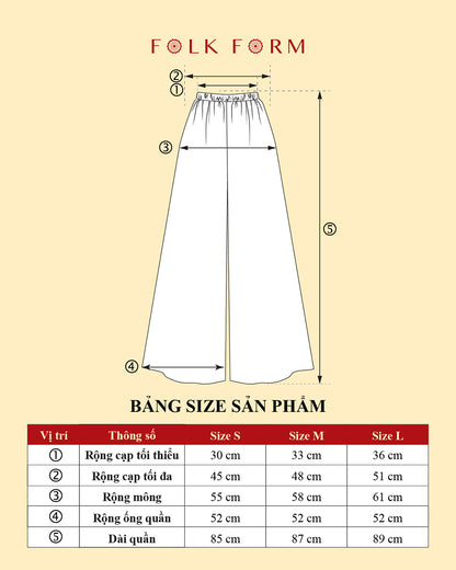 Quần Suông Ống Rộng Lụa 1932 / Họa tiết Hương Vân Long Mộng Vàng & Xanh Lá