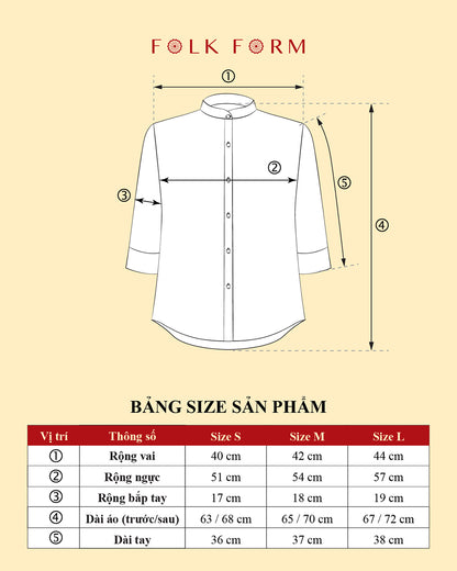 Áo Sơ Mi Lụa Giải Phóng 1925 / Họa tiết Hương Vân Long Mộng Xanh Navy