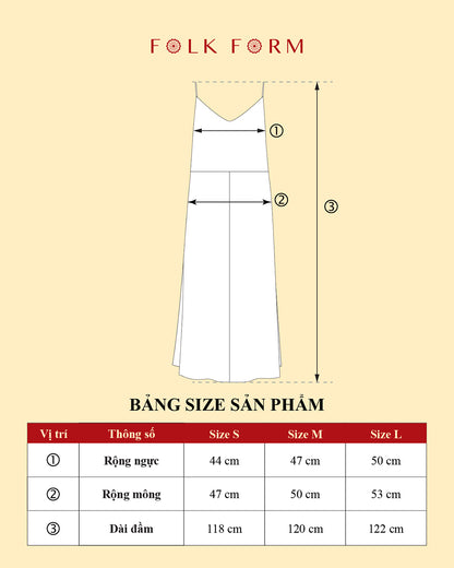 Đầm Suông Hai Dây Lụa Thập Niên 1930 / Hoạ tiết Phụng Vũ Vân Ca Xanh Lá Nhạt