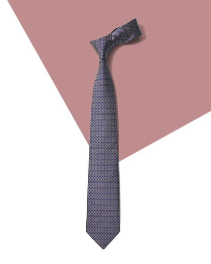 Quà Tặng Cao Cấp / Cà Vạt Lụa Gấm Hoa Văn Mắt Xích / Be / 8cm x 145cm