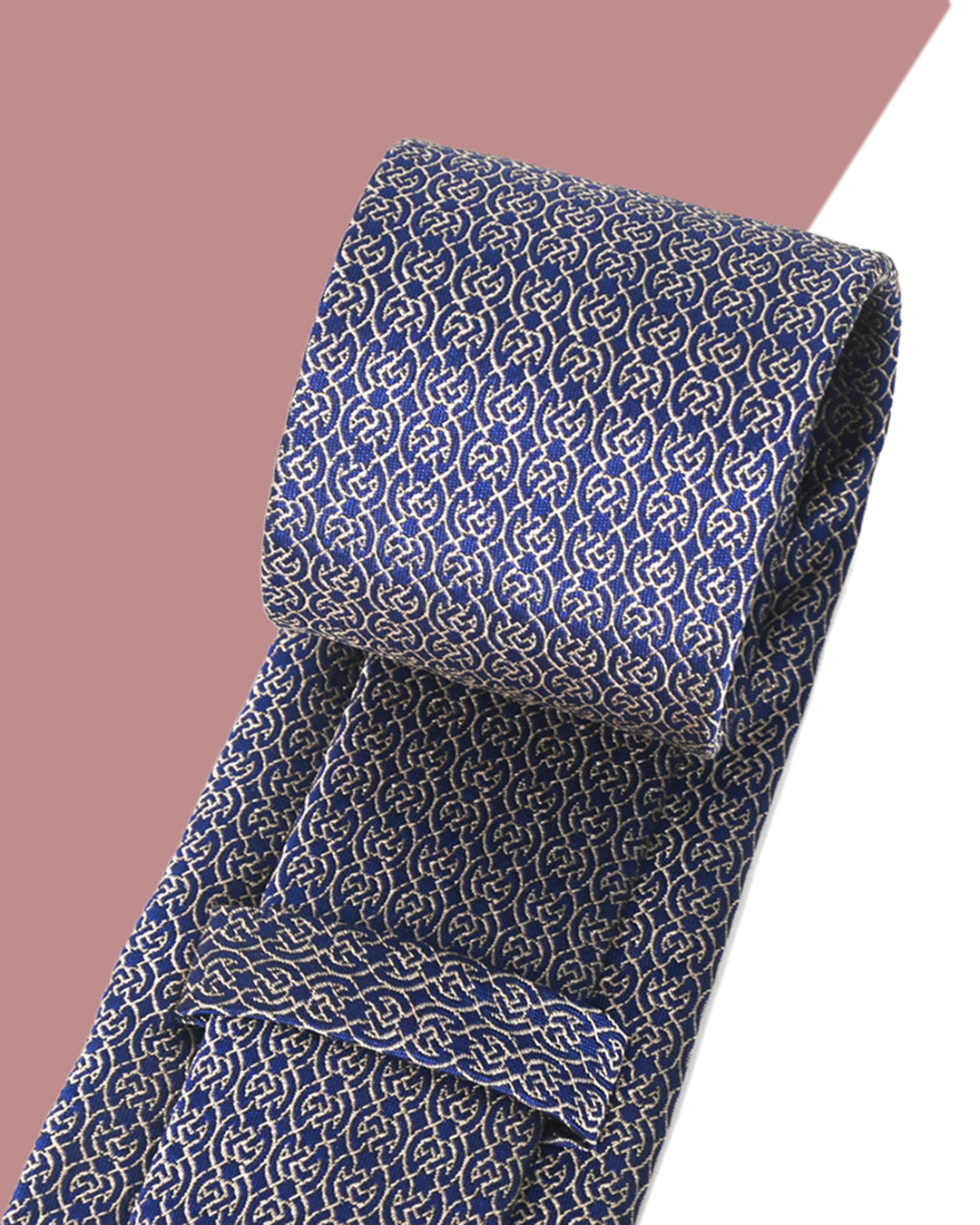 Quà Tặng Cao Cấp / Cà Vạt Lụa Gấm Hoa Văn Mắt Xích / Be / 8cm x 145cm