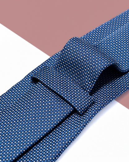 Quà Tặng Cao Cấp / Cà Vạt Lụa Gấm Hoa Văn Chấm Nhỏ / Xanh Dương / 8cm x 145cm