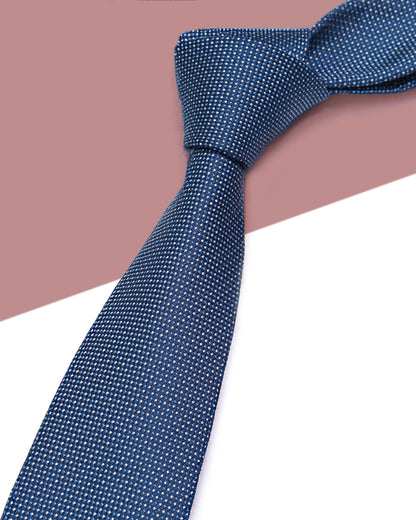 Quà Tặng Cao Cấp / Cà Vạt Lụa Gấm Hoa Văn Chấm Nhỏ / Xanh Dương / 8cm x 145cm