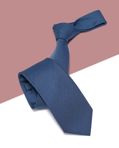 Quà Tặng Cao Cấp / Cà Vạt Lụa Gấm Hoa Văn Chấm Nhỏ / Xanh Dương / 8cm x 145cm