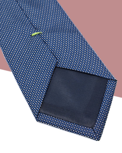 Quà Tặng Cao Cấp / Cà Vạt Lụa Gấm Hoa Văn Chấm Nhỏ / Xanh Dương / 8cm x 145cm