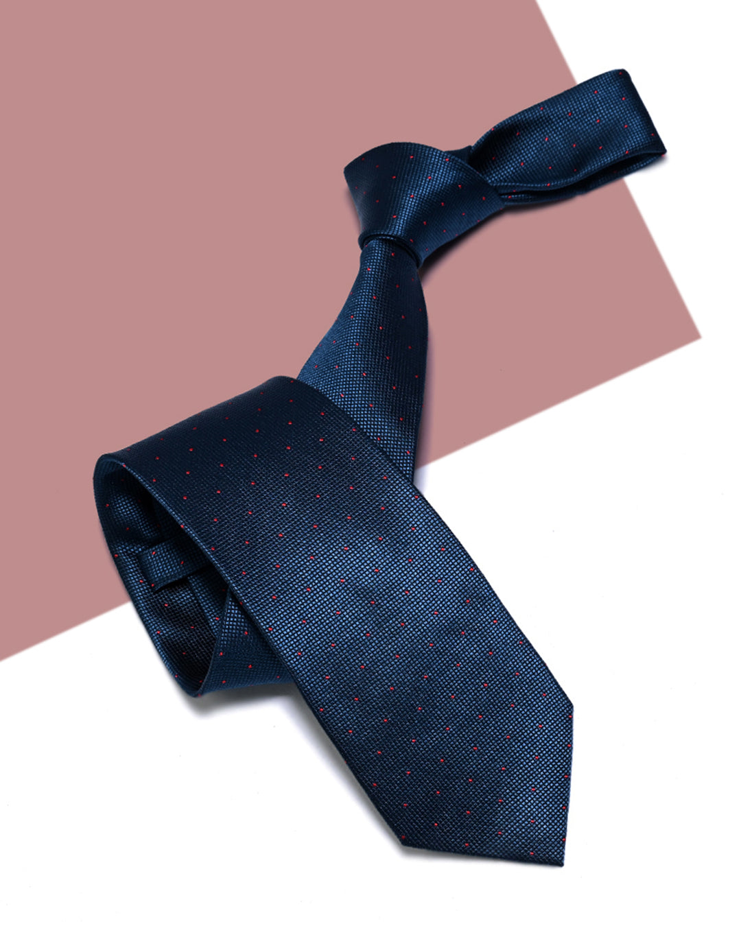 Quà Tặng Cao Cấp / Cà Vạt Lụa Gấm Hoa Văn Chấm Hạt / Xanh Than / 8cm x 145cm