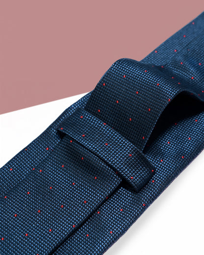 Quà Tặng Cao Cấp / Cà Vạt Lụa Gấm Hoa Văn Chấm Hạt / Xanh Than / 8cm x 145cm