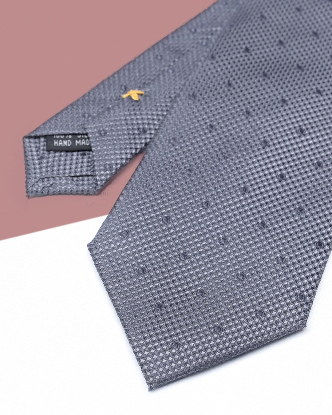 Cà Vạt Lụa Gấm Dệt Nổi Hoa Văn Chấm Hạt / Xám / 8cm x 145cm