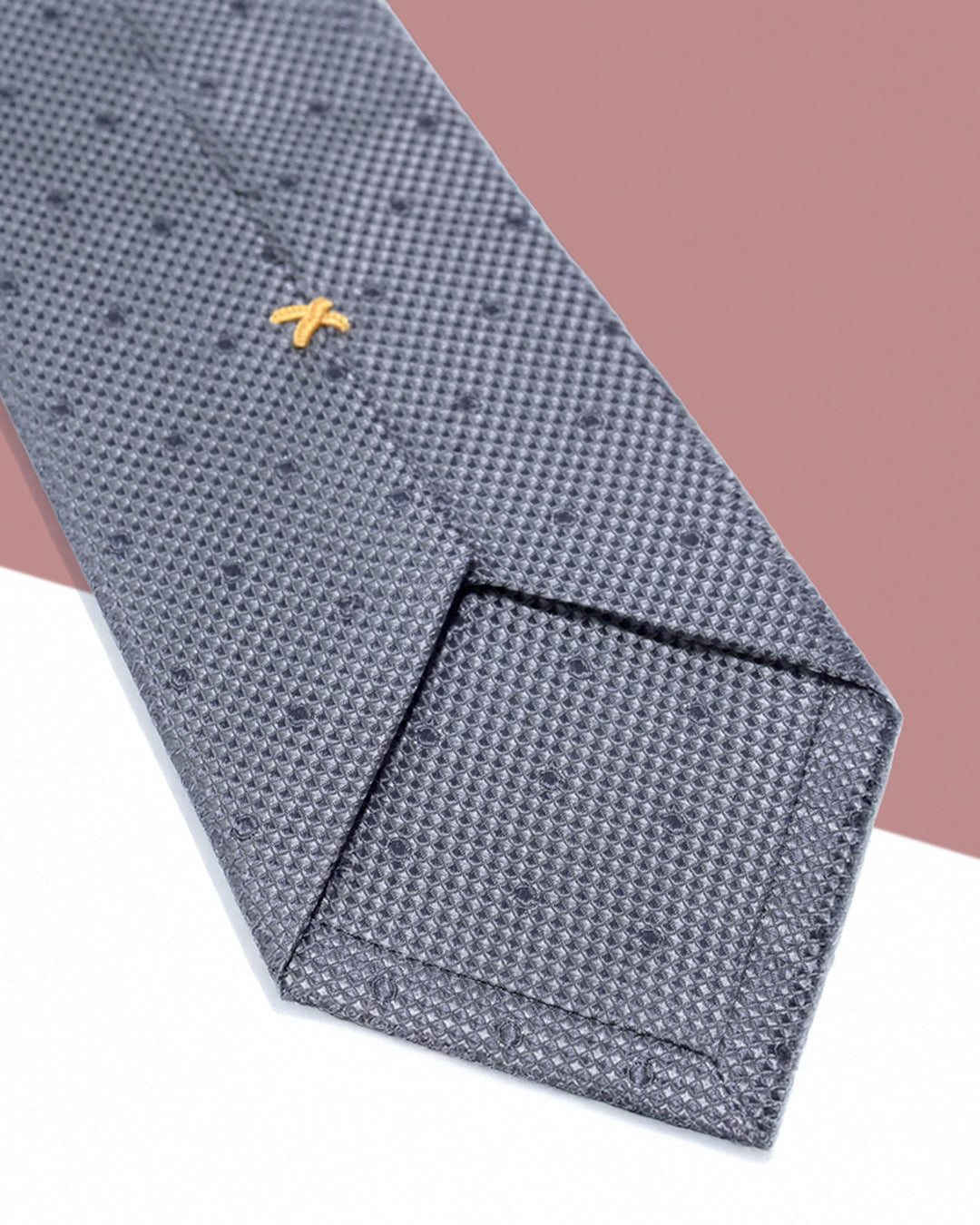 Cà Vạt Lụa Gấm Dệt Nổi Hoa Văn Chấm Hạt / Xám / 8cm x 145cm