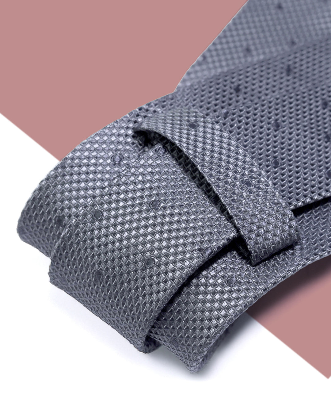 Cà Vạt Lụa Gấm Dệt Nổi Hoa Văn Chấm Hạt / Xám / 8cm x 145cm