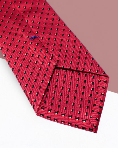 Cà Vạt Lụa Gấm Hoa Văn Lập Thể / Đỏ / 8cm x 145cm