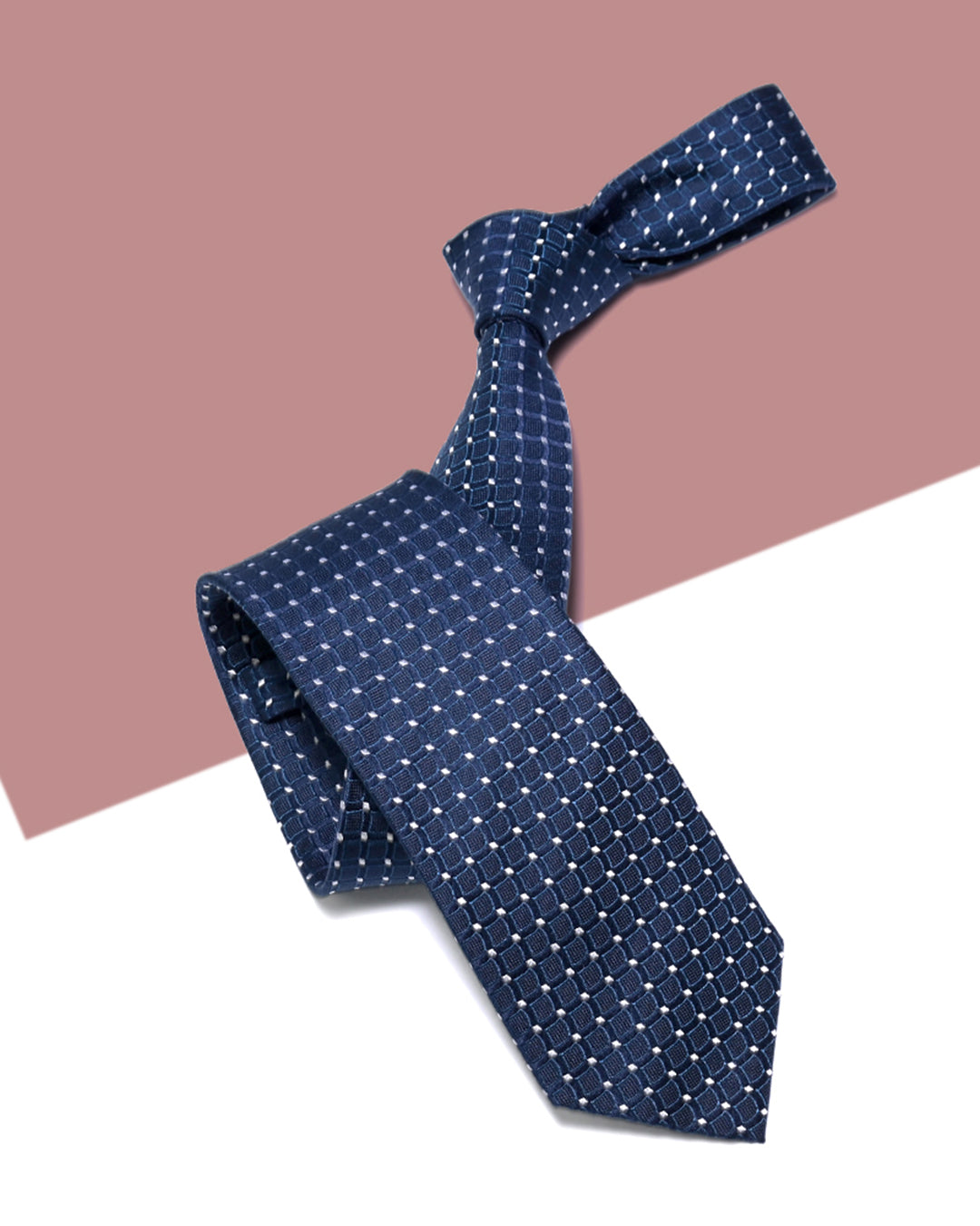 Quà Tặng Cao Cấp / Cà Vạt Lụa Gấm Dệt Nổi Hoa Văn Mắt Lưới / Xanh Than / 8cm x 145cm