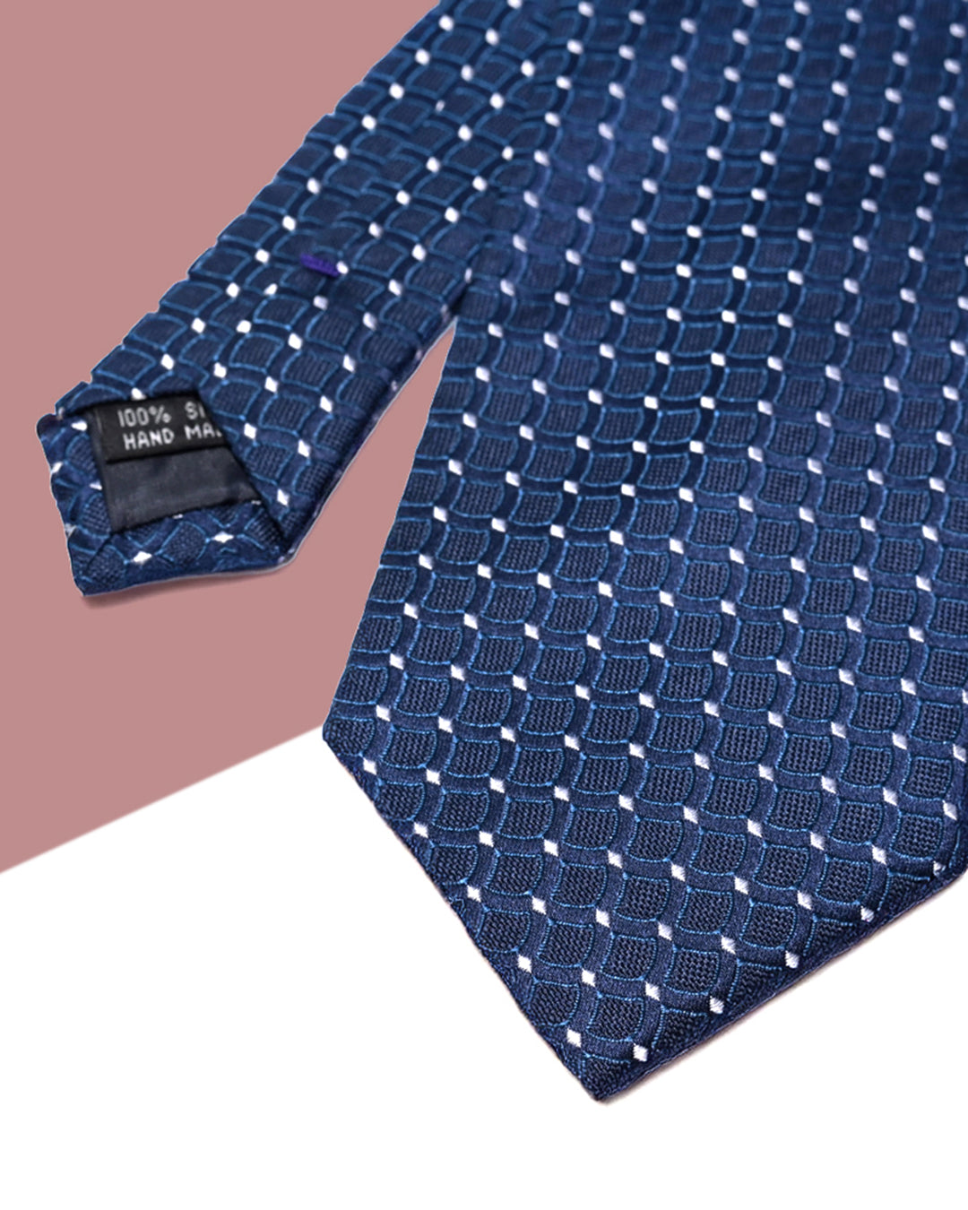 Quà Tặng Cao Cấp / Cà Vạt Lụa Gấm Dệt Nổi Hoa Văn Mắt Lưới / Xanh Than / 8cm x 145cm