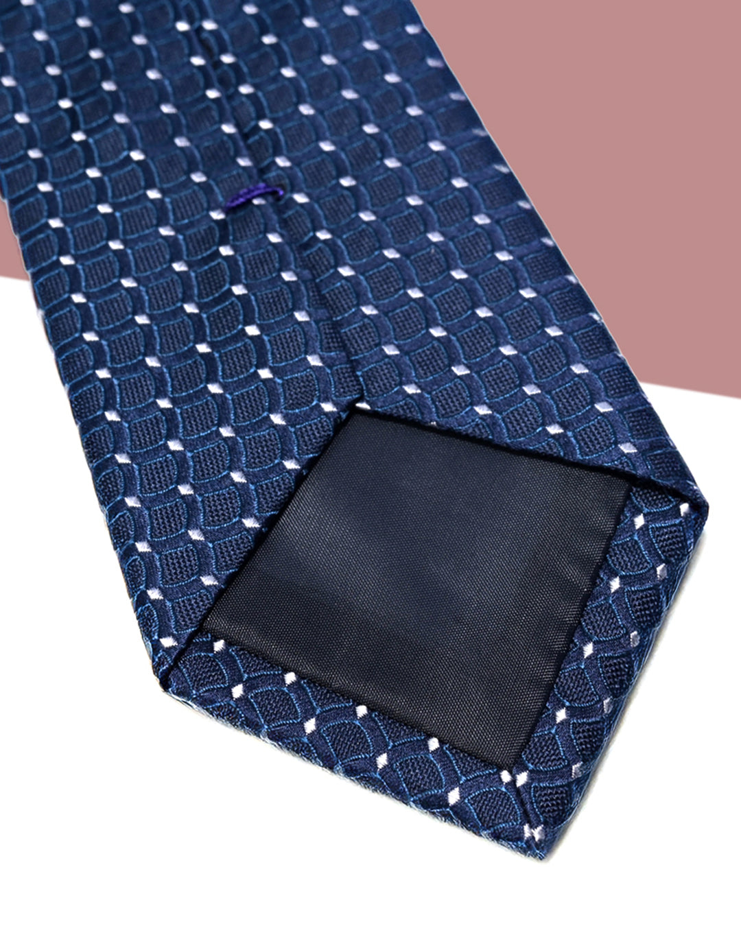 Quà Tặng Cao Cấp / Cà Vạt Lụa Gấm Dệt Nổi Hoa Văn Mắt Lưới / Xanh Than / 8cm x 145cm