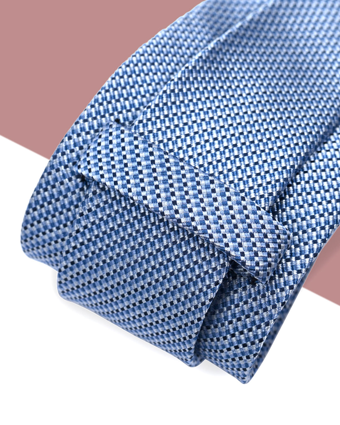 Quà Tặng Cao Cấp / Cà Vạt Lụa Gấm Hoa Văn Đan Lát / Xanh Dương Sáng / 8cm x 145cm