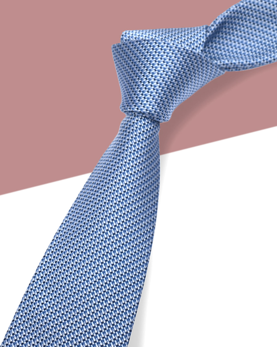 Quà Tặng Cao Cấp / Cà Vạt Lụa Gấm Hoa Văn Đan Lát / Xanh Dương Sáng / 8cm x 145cm