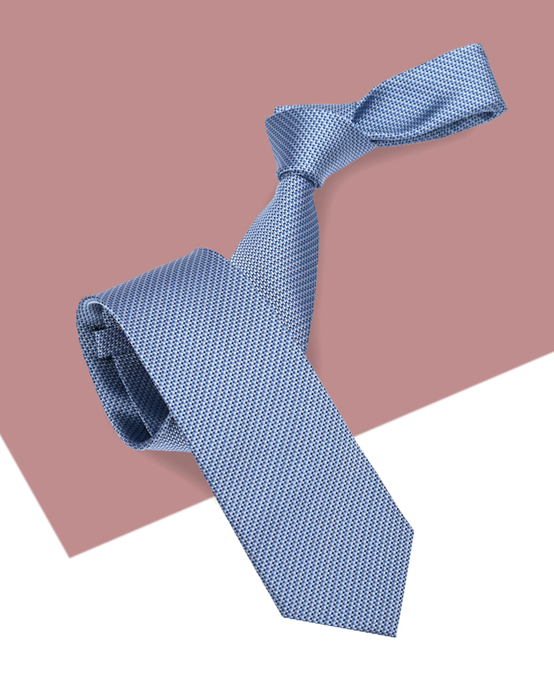 Quà Tặng Cao Cấp / Cà Vạt Lụa Gấm Hoa Văn Đan Lát / Xanh Dương Sáng / 8cm x 145cm