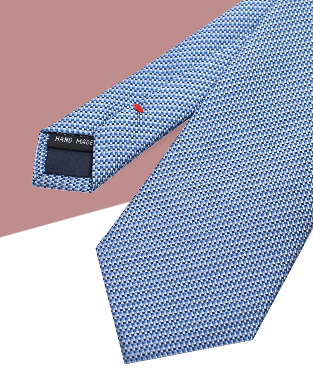 Quà Tặng Cao Cấp / Cà Vạt Lụa Gấm Hoa Văn Đan Lát / Xanh Dương Sáng / 8cm x 145cm