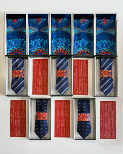 Cà Vạt Lụa Gấm Hoa Văn Đan Lát / Xanh Dương Sáng / 8cm x 145cm