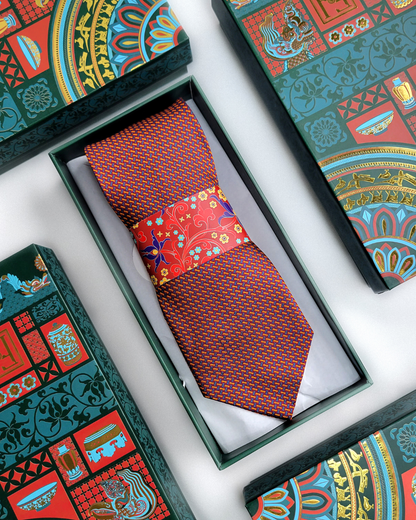 Cà Vạt Lụa Gấm Hoa Văn Đan Lát / Xanh Dương Sáng / 8cm x 145cm