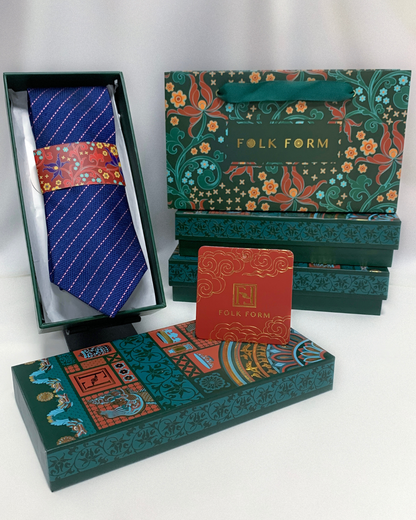 Cà Vạt Lụa Gấm Hoa Văn Đan Lát / Xanh Dương Sáng / 8cm x 145cm