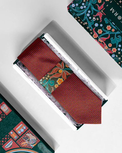 Cà Vạt Lụa Gấm Hoa Văn Đan Lát / Xanh Dương Sáng / 8cm x 145cm