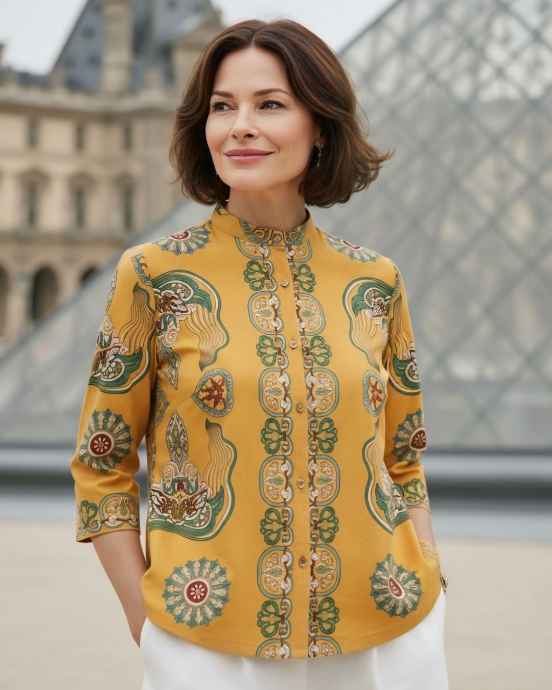 Áo Sơ Mi Lụa Giải Phóng 1925 / Hoạ tiết Mây Hoạ Long Ân Vàng