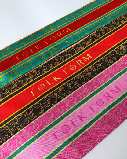 Quà Tặng Cao Cấp / Khăn Twilly Lụa Cố Đô Liên Hoạ / Nâu & Xanh Lá Đậm / 6cm x 150cm