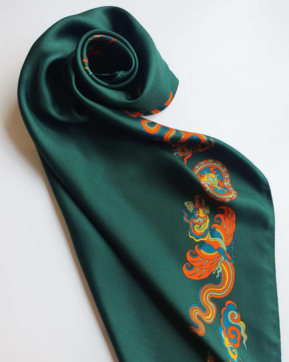 Khăn Lụa Lý Quốc Ký Sự / Xanh Lá Đậm & Vàng / 55x55