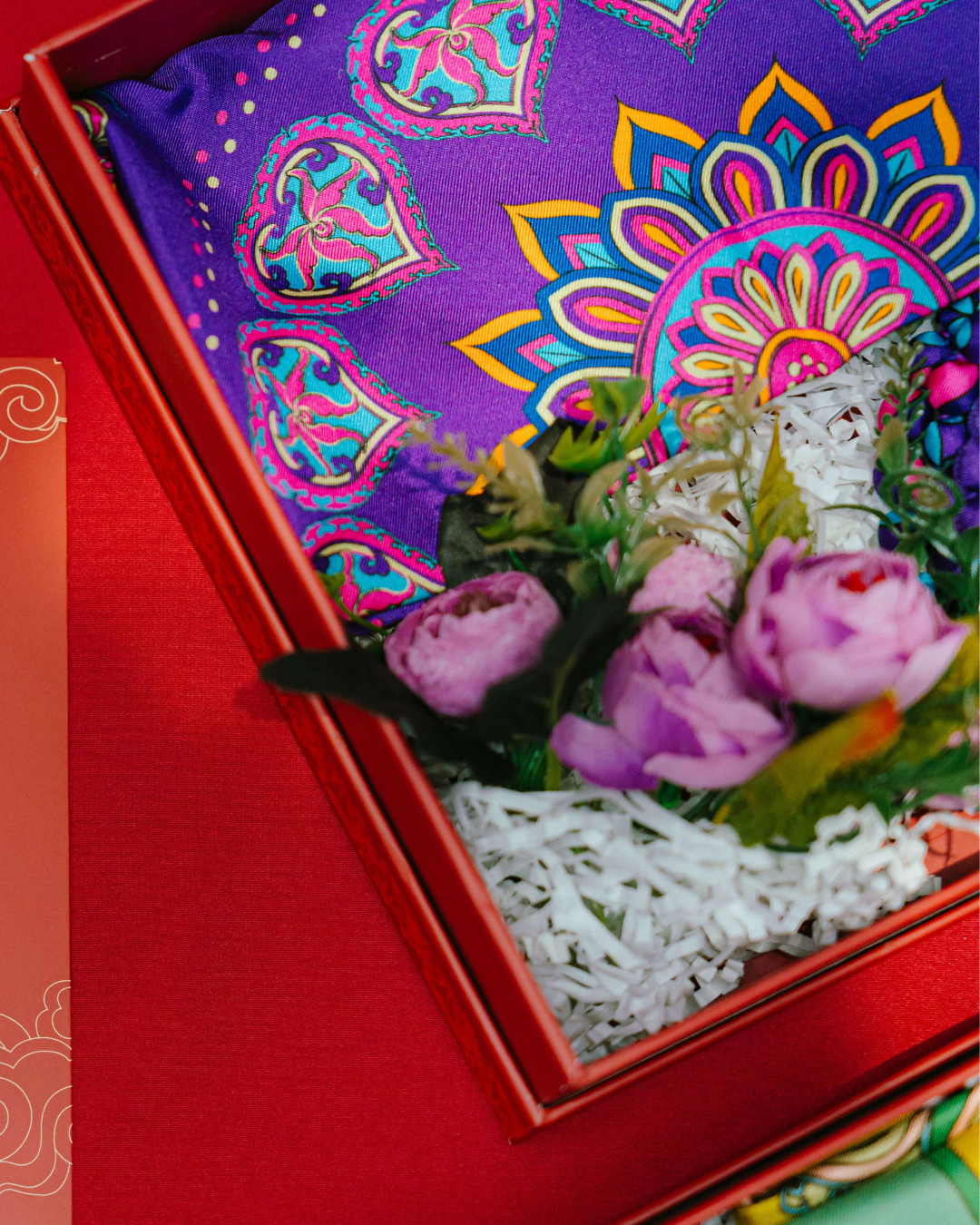 Quà Tặng Cao Cấp Tinh Sắc / Khăn Lụa Vuông Phụng Vũ Vân Ca / Tím