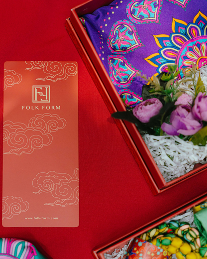 Quà Tặng Cao Cấp Tinh Sắc / Khăn Lụa Vuông Phụng Vũ Vân Ca / Tím