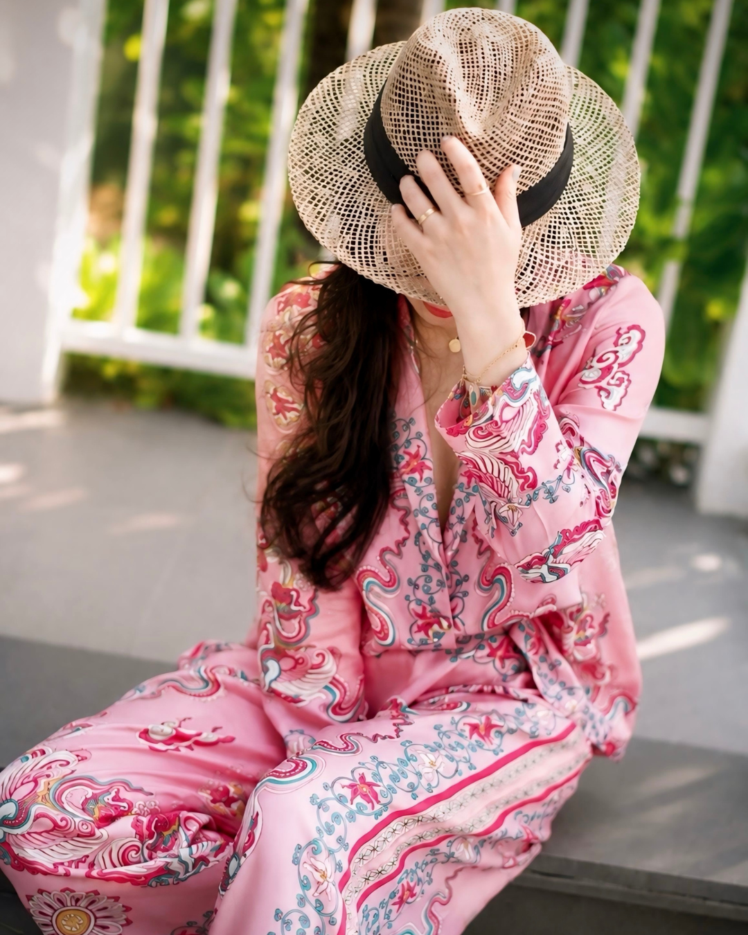 Bộ Vest Lụa / Họa tiết Phụng Vũ Vân Ca Hồng