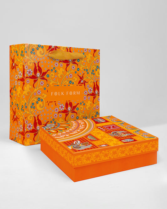 Bộ Túi & Hộp Quà Tặng Cao Cấp / Da Cam / 29x29x9cm