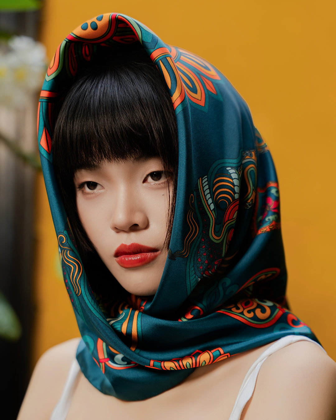 Khăn Lụa Mây Hoạ Long Ân / Xanh Lá Đậm