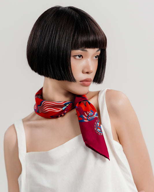 Khăn Lụa Hương Vân Long Mộng / Đỏ / 55x55