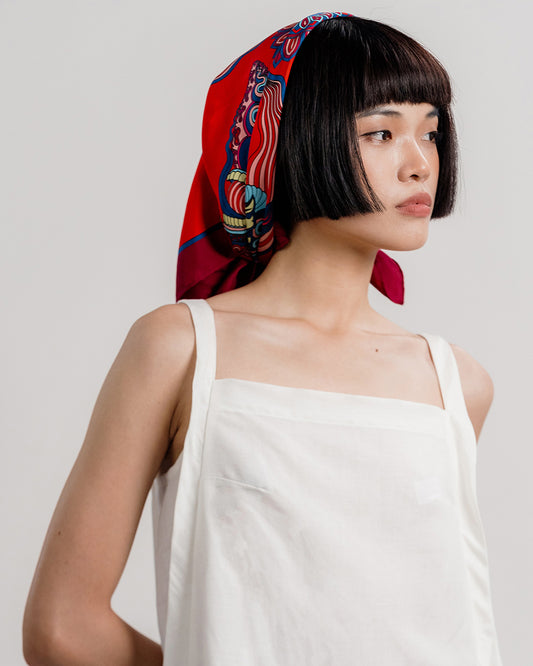 Khăn Lụa Hương Vân Long Mộng / Đỏ / 65x65