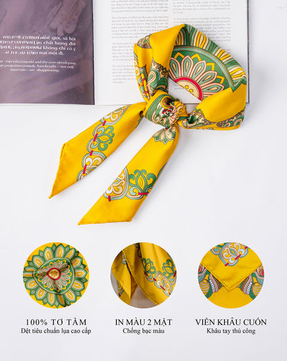 Khăn Lụa Mây Hoạ Long Ân / Vàng / 55x55