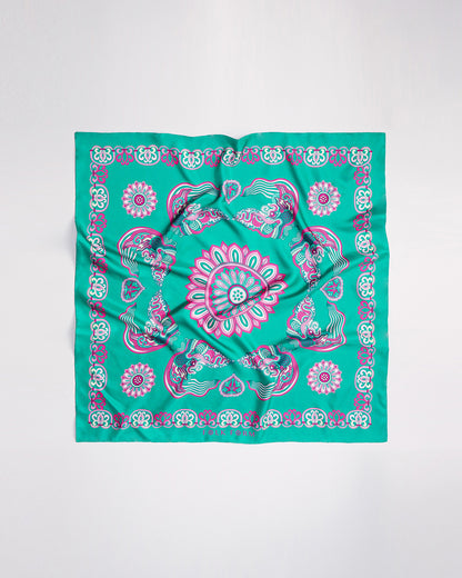 Khăn Lụa Mây Hoạ Long Ân / Xanh Ngọc / 55x55