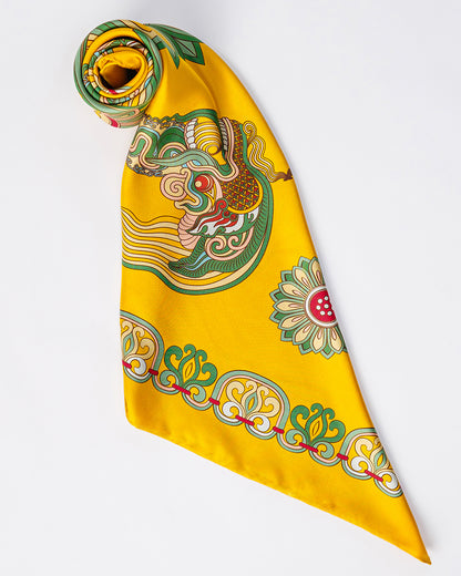 Khăn Lụa Mây Hoạ Long Ân / Vàng / 65x65