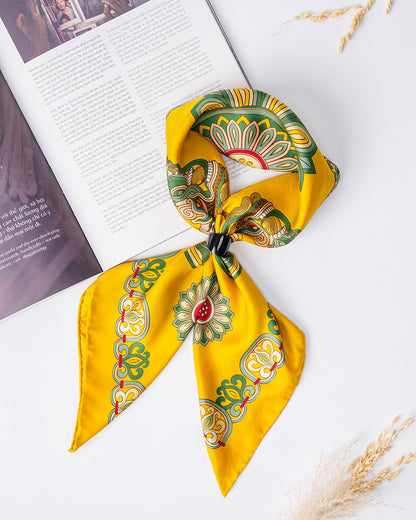Khăn Lụa Mây Hoạ Long Ân / Vàng / 65x65