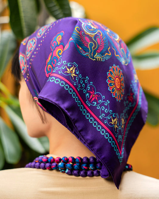 Khăn Lụa Phụng Vũ Vân Ca / Tím / 65x65