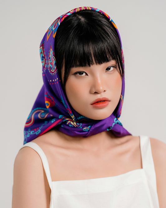 Khăn Lụa Phụng Vũ Vân Ca / Tím / 90x90
