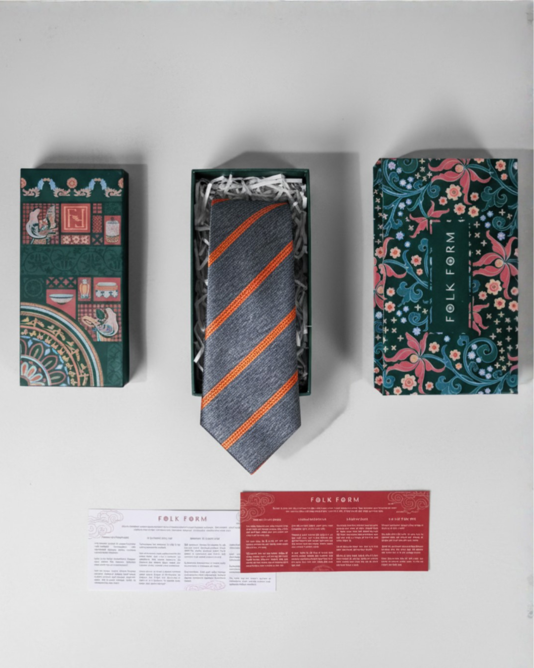 Quà Tặng Cao Cấp / Cà Vạt Lụa Gấm Hoa Văn Kẻ Chéo / Xám Cam / 8cm x 145cm