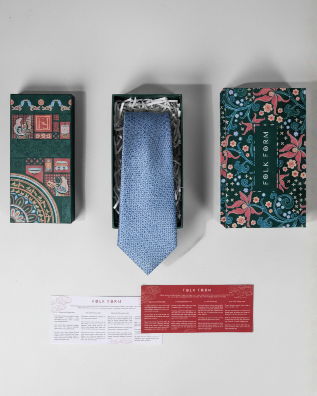 Quà Tặng Cao Cấp / Cà Vạt Lụa Gấm Hoa Văn Đan Lát / Xanh Dương Sáng / 8cm x 145cm