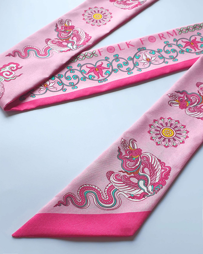 Khăn Twilly Lụa Phụng Vũ Vân Ca / Hồng / 6x106